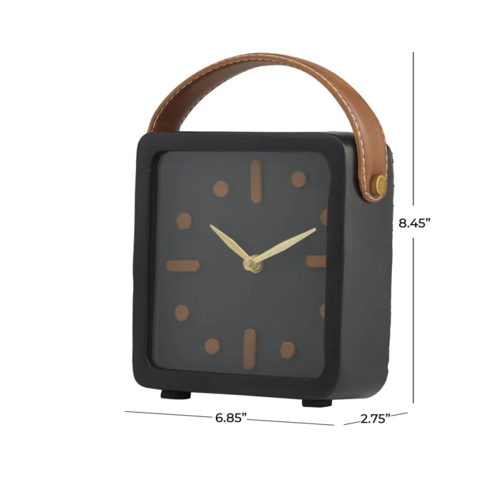 RELOJ DE MESA NEOPOL EN METAL ACABADO NEGRO CON ASA DE CUERO, 2 TAMAÑOS DISPONIBLES - Image 6