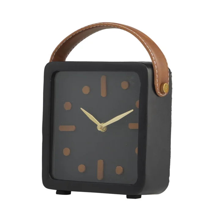 RELOJ DE MESA NEOPOL EN METAL ACABADO NEGRO CON ASA DE CUERO, 2 TAMAÑOS DISPONIBLES - Image 7